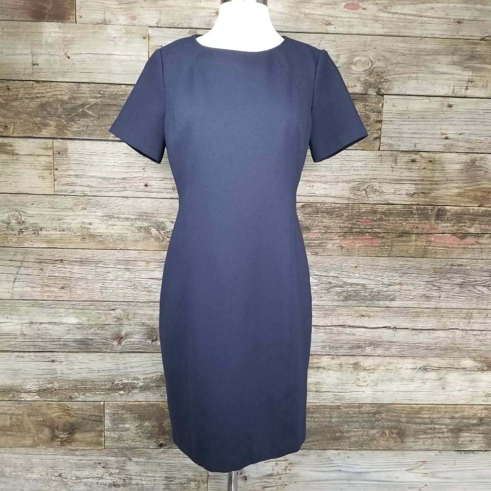 Tahari Navy Blue Short Sleeve Dress 10